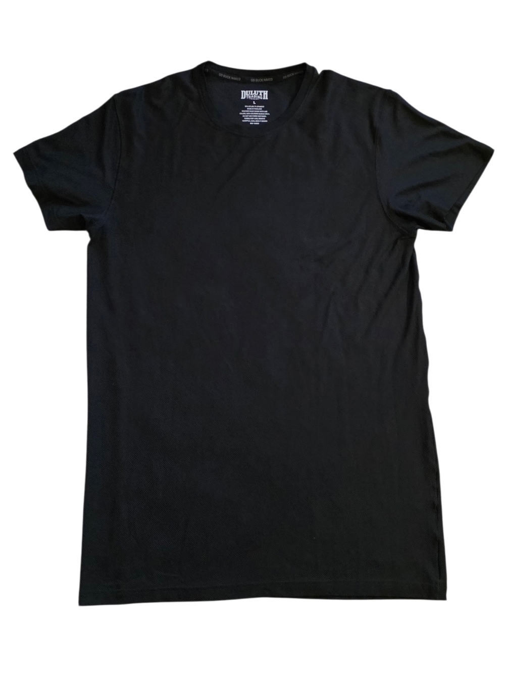 Duluth Trading Large Black Go Buck Naked Performance Tee Shirt